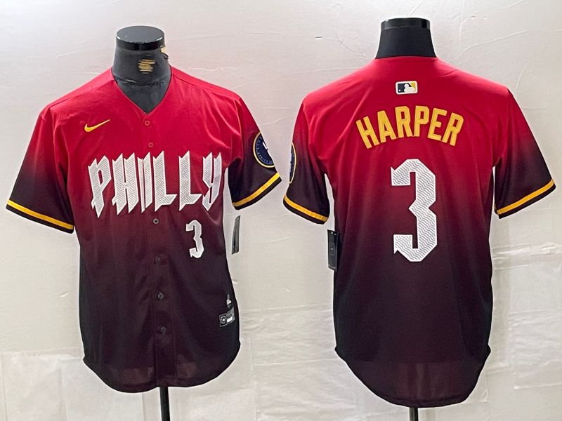 Men Philadelphia Phillies #3 Harper Red City Edition Nike 2024 MLB Jersey style 4->philadelphia phillies->MLB Jersey